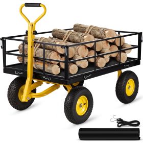 VEVOR Steel Garden Cart, Heavy Duty 1200 lbs Capacity, with Removable Mesh Sides to Convert into Flatbed
