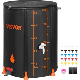 VEVOR Collapsible Rain Barrel, 53 Gallon Large Capacity, PVC Rainwater Collection System with Spigots and Overflow Kit
