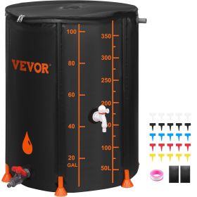 VEVOR Collapsible Rain Barrel, 100 Gallon Large Capacity, PVC Rainwater Collection System Including Spigots and Overflow Kit