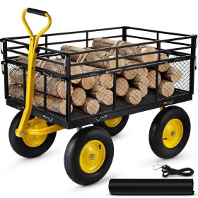 VEVOR Steel Garden Cart, Heavy Duty 1400 lbs Capacity, with Removable Mesh Sides to Convert into Flatbed