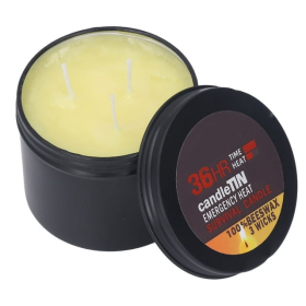 Crtynell 36 Hours Survival Candle 3 Wicks Natural Sweet Aroma Slow Burn Beeswax Emergency Candle for Home Camping Outdoor