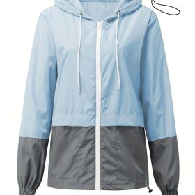 Women's Outwear Women Rain Coats Lightweight Waterproof Outdoor Rain Jacket (Color: Sky Blue, size: L(8/10))