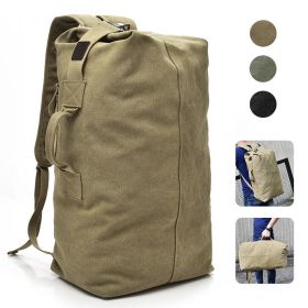 Men's Canvas Backpack Rucksack Hiking Travel Duffle Bag Military Handbag Satchel (Capacity: 25L, Color: Khaki)